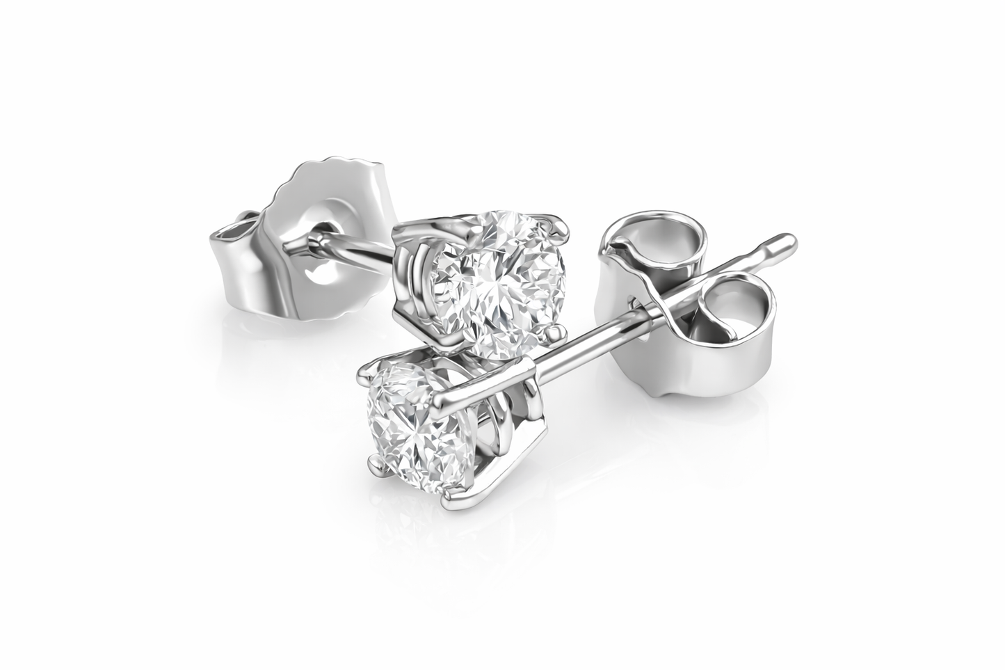 14k White Gold Diamond Stud Earrings
