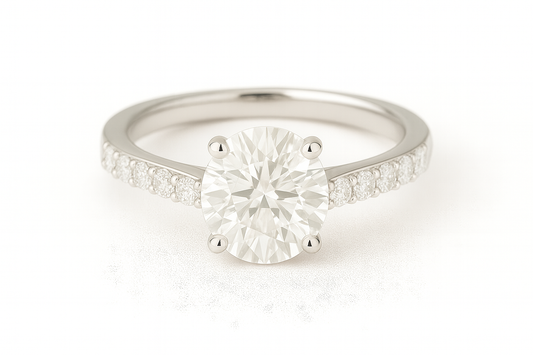 14k White Gold Round Diamond Engagement Ring