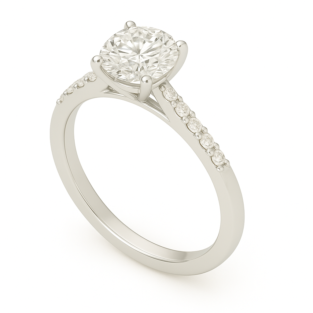 14k White Gold Round Diamond Engagement Ring