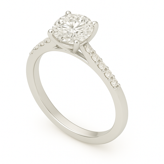 14k White Gold Round Diamond Engagement Ring