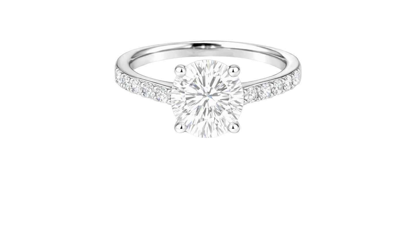 14k White Gold Round Diamond Engagement Ring