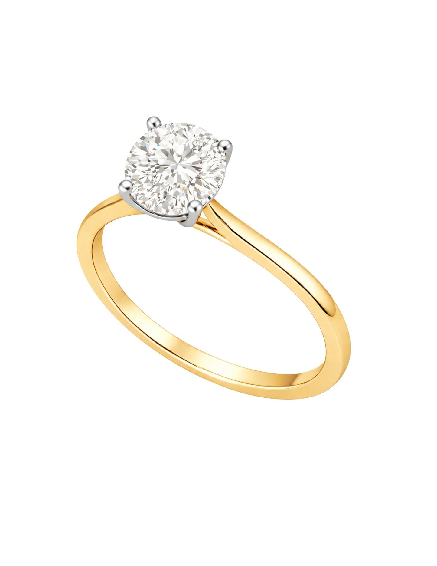 14k Yellow Gold Round Diamond Engagement Ring