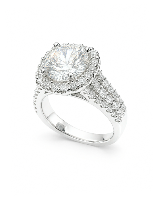 14k White Gold Round Halo Diamond Engagement Ring