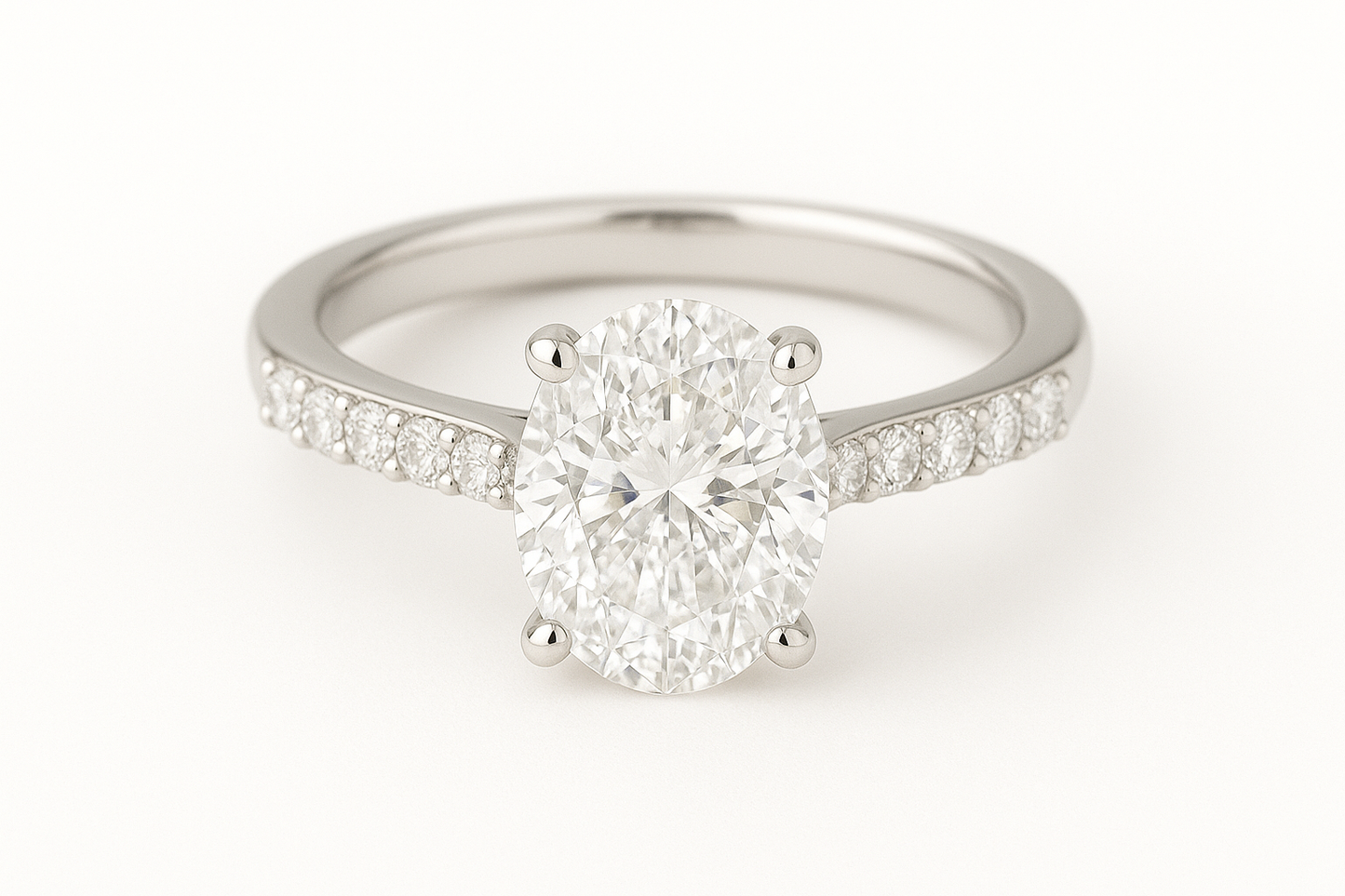14k White Gold Oval Engagement Ring