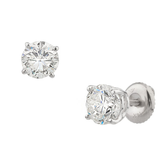 14k White Gold Diamond Stud Earring