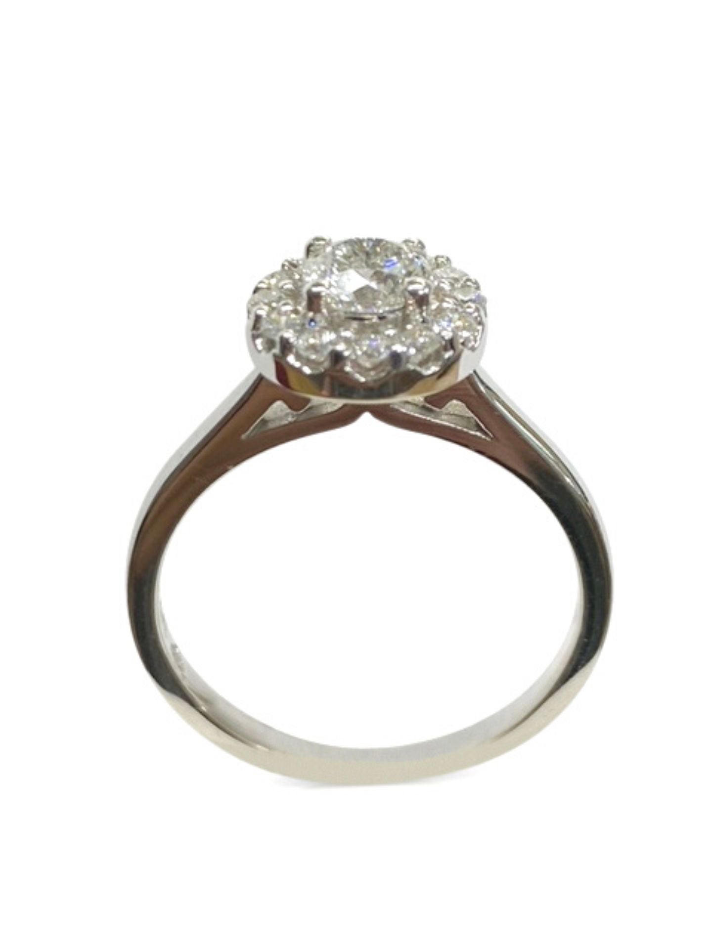 14k Round Top Halo Diamond Engagement Ring