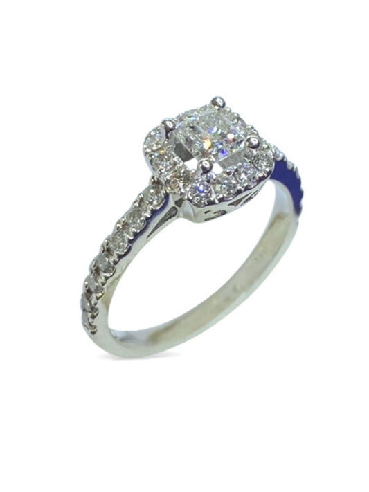 14k Square Halo Diamond Engagement Ring