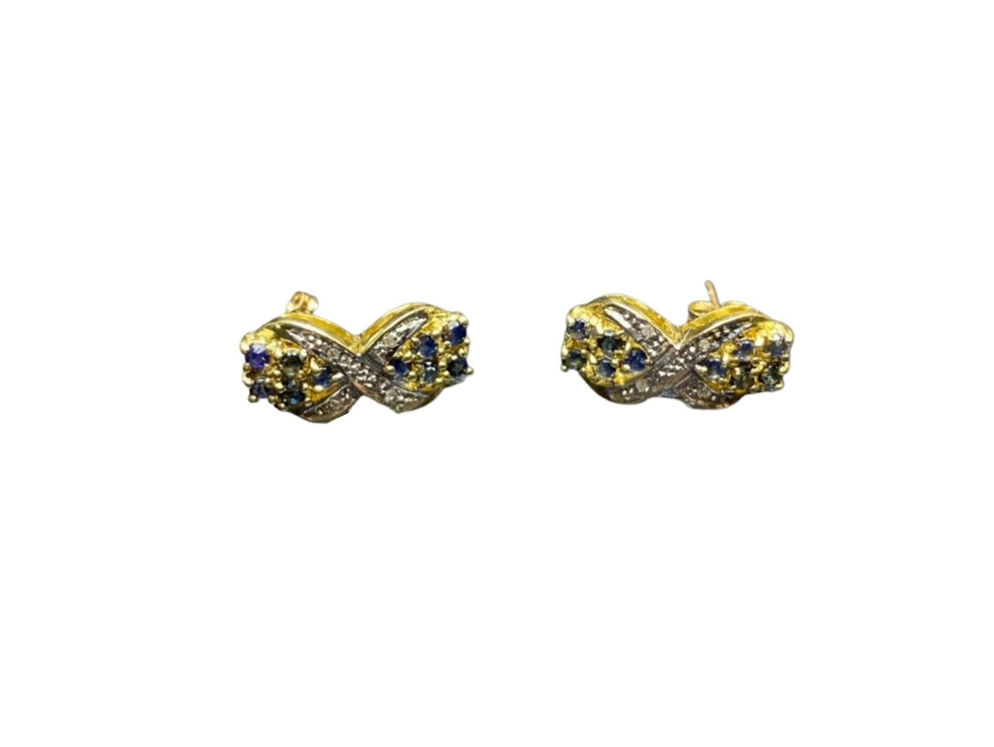 10k Sapphire and Diamond Earrings