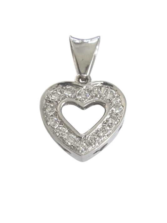 14k White Gold Heart Shape Diamond Pendant