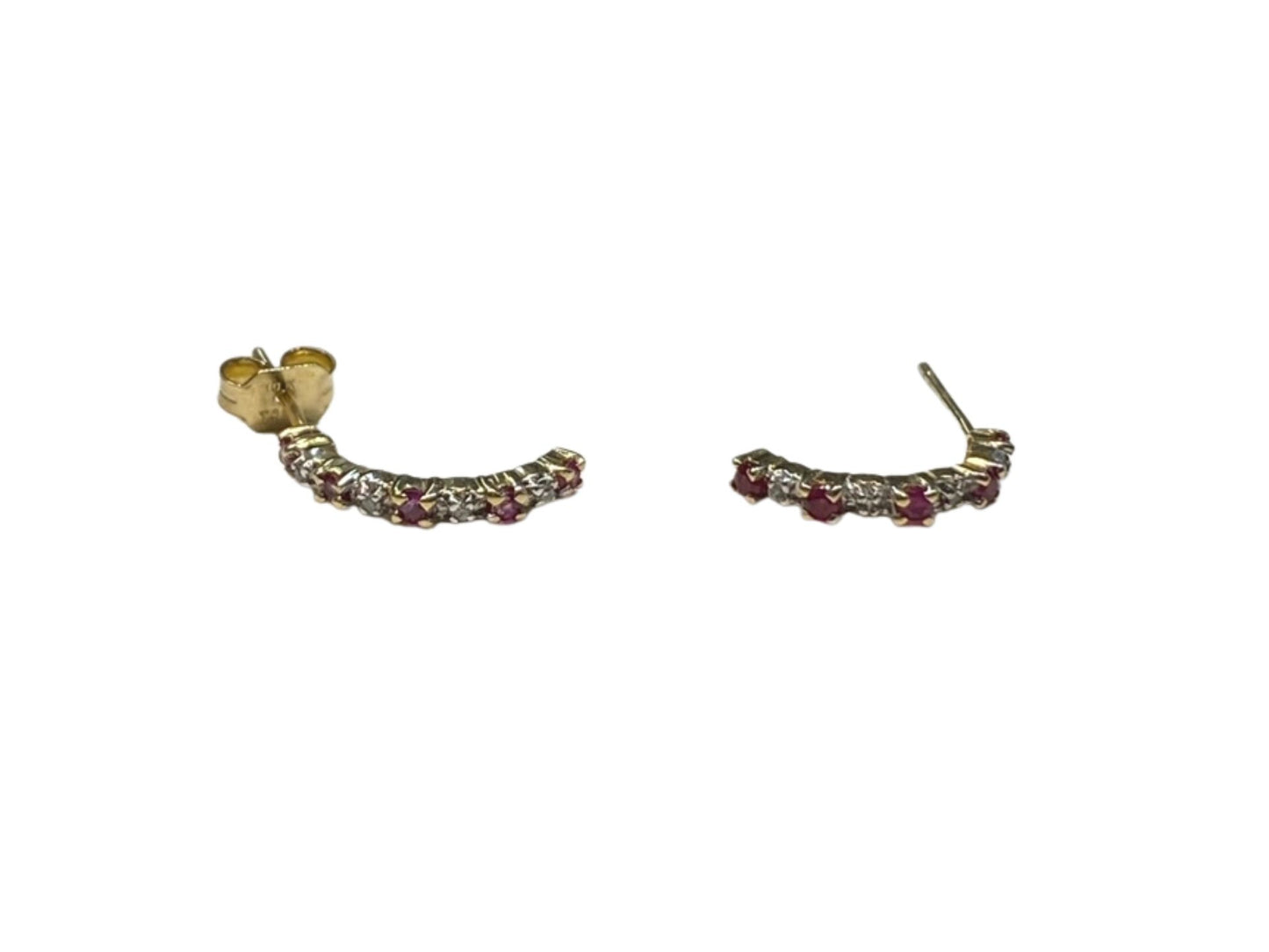 10k Yellow Gold Ruby and Diamond Earrings