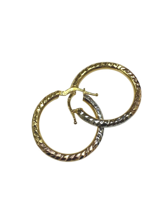 10k Triple Tone Hoop Earrings