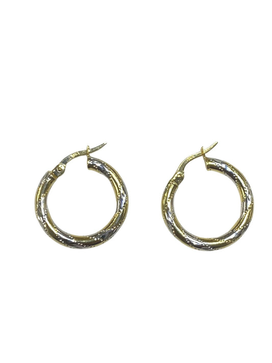 10k Two Tone Hoop Earrings