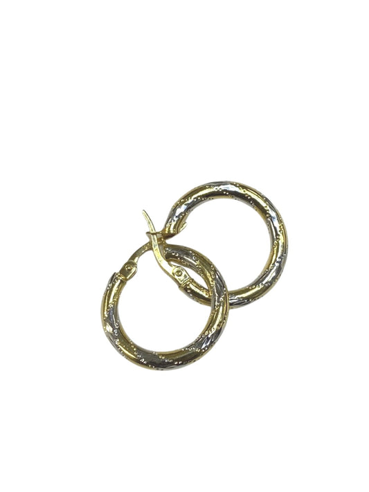10k Two Tone Hoop Earrings