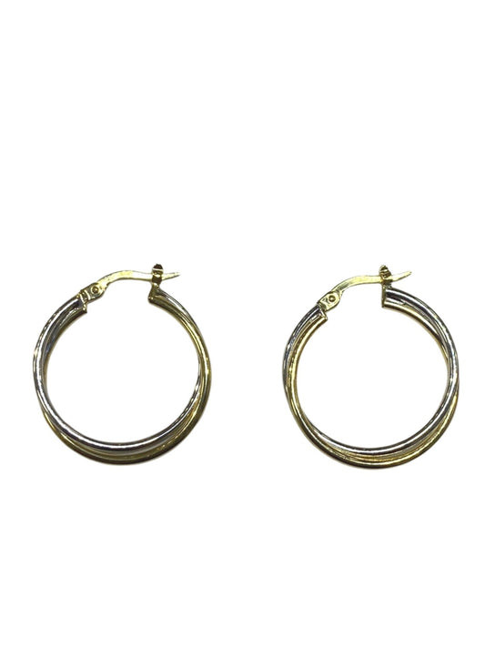 10k Two Tone Double Hoop Earrings