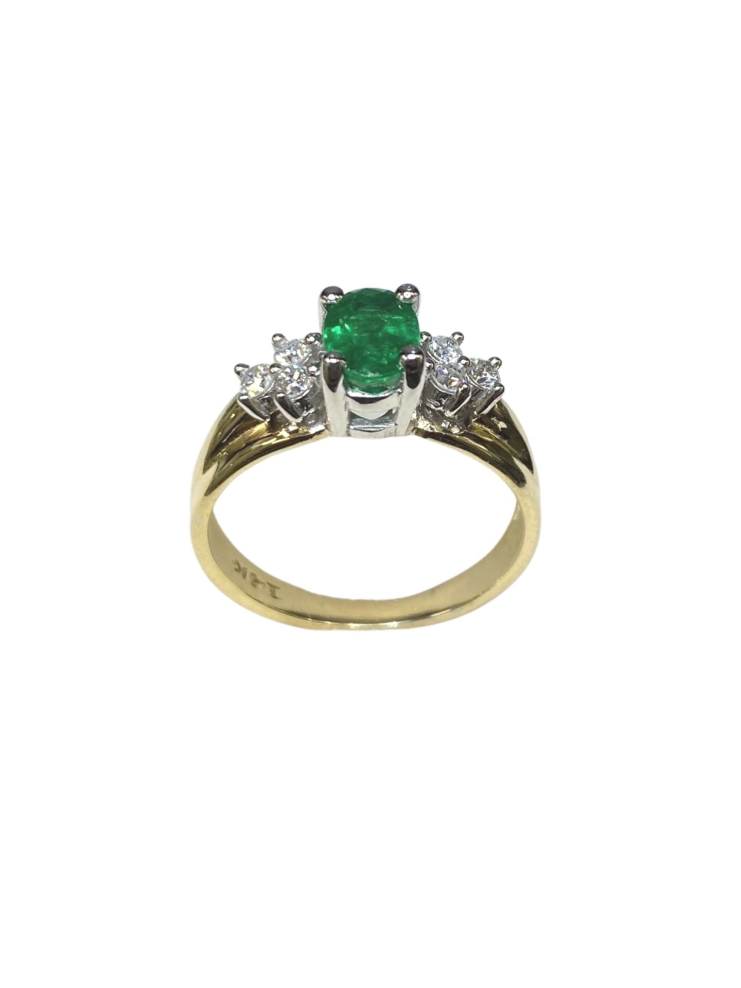 14k Yellow Gold Genuine Emerald Ring