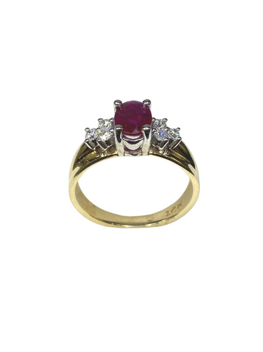 14k Yellow Gold Genuine Ruby Ring