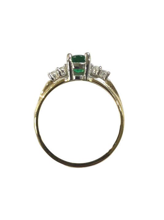14k Yellow Gold Genuine Emerald Ring