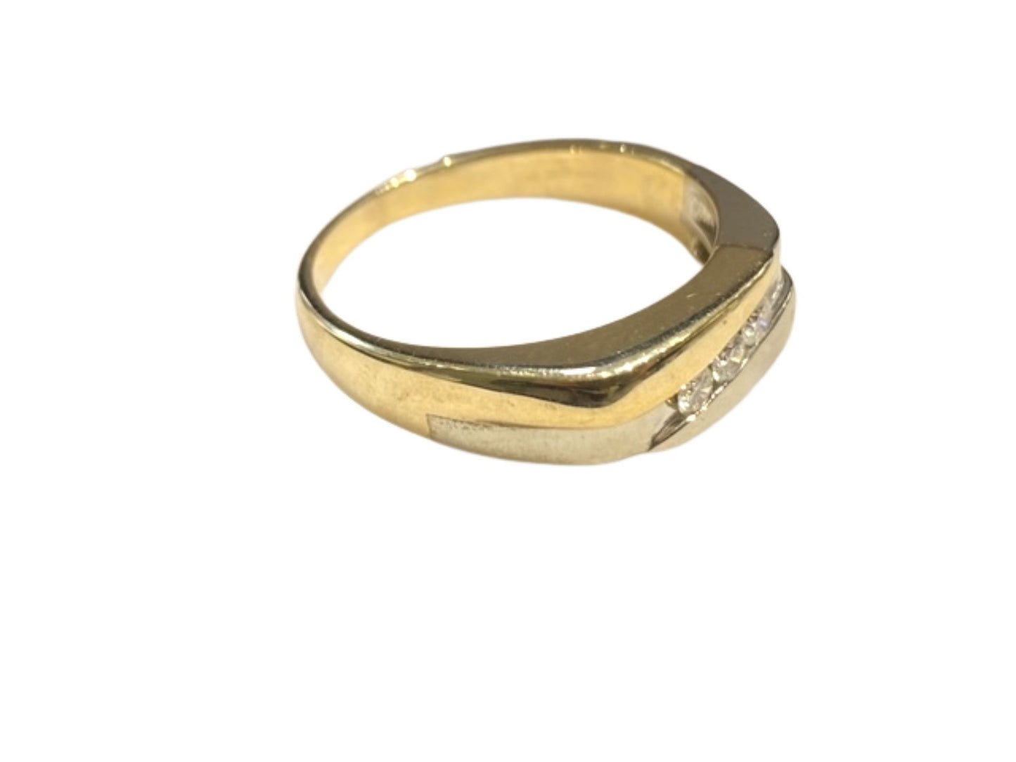 10k Yellow Gold Triple Diamond Men's Ring