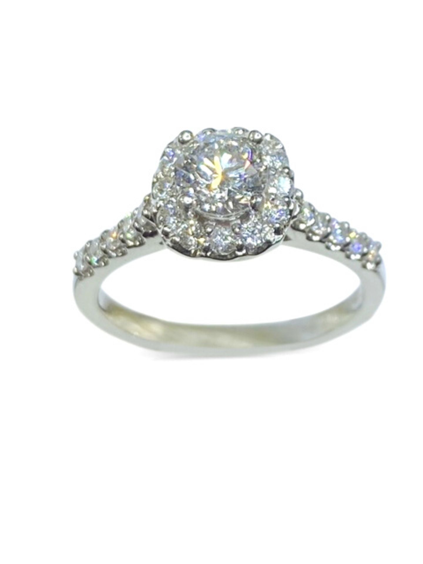 14k Multi Diamond Halo Engagement Ring