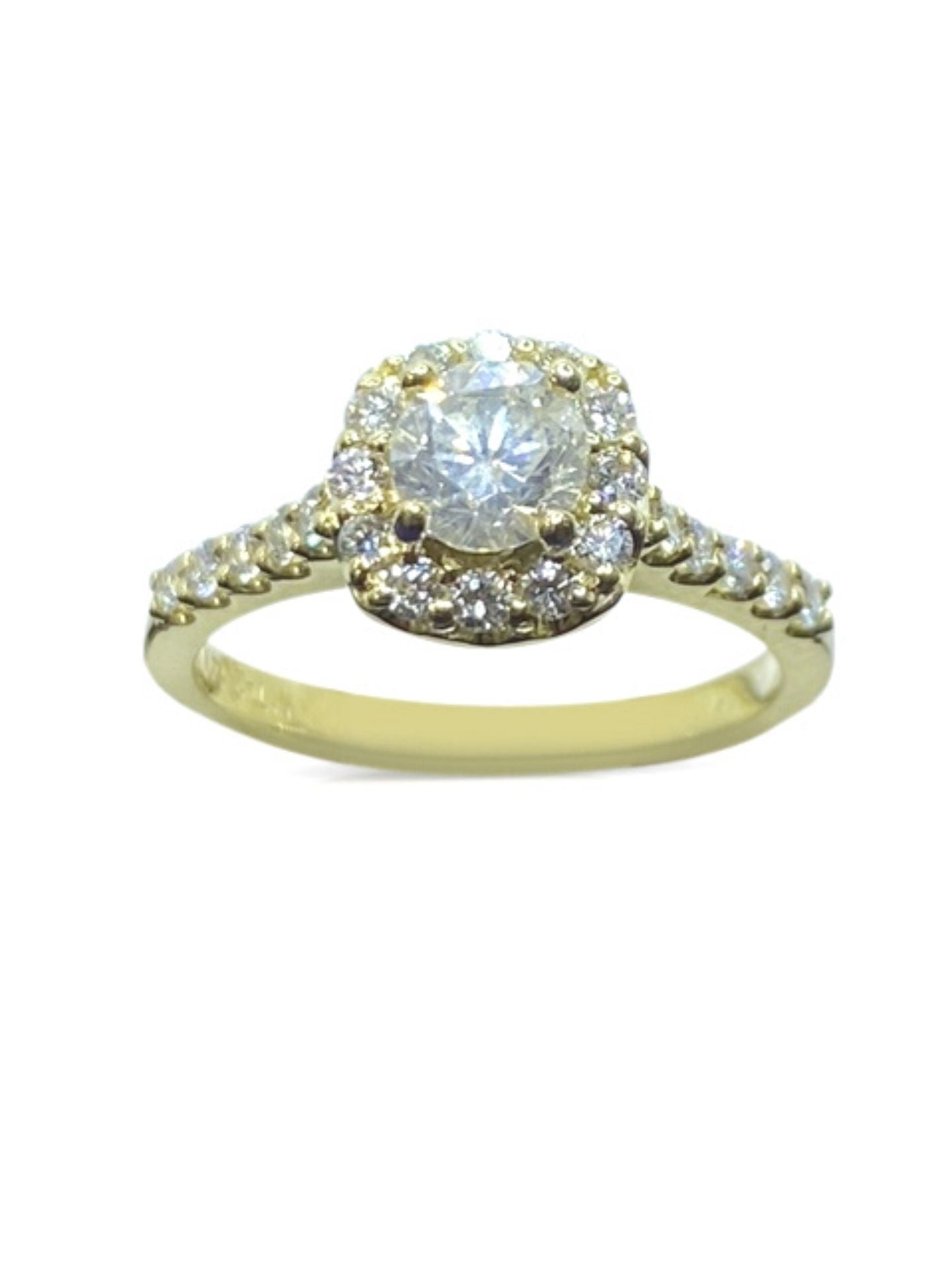 14k Yellow Gold Halo Diamond Engagement Ring