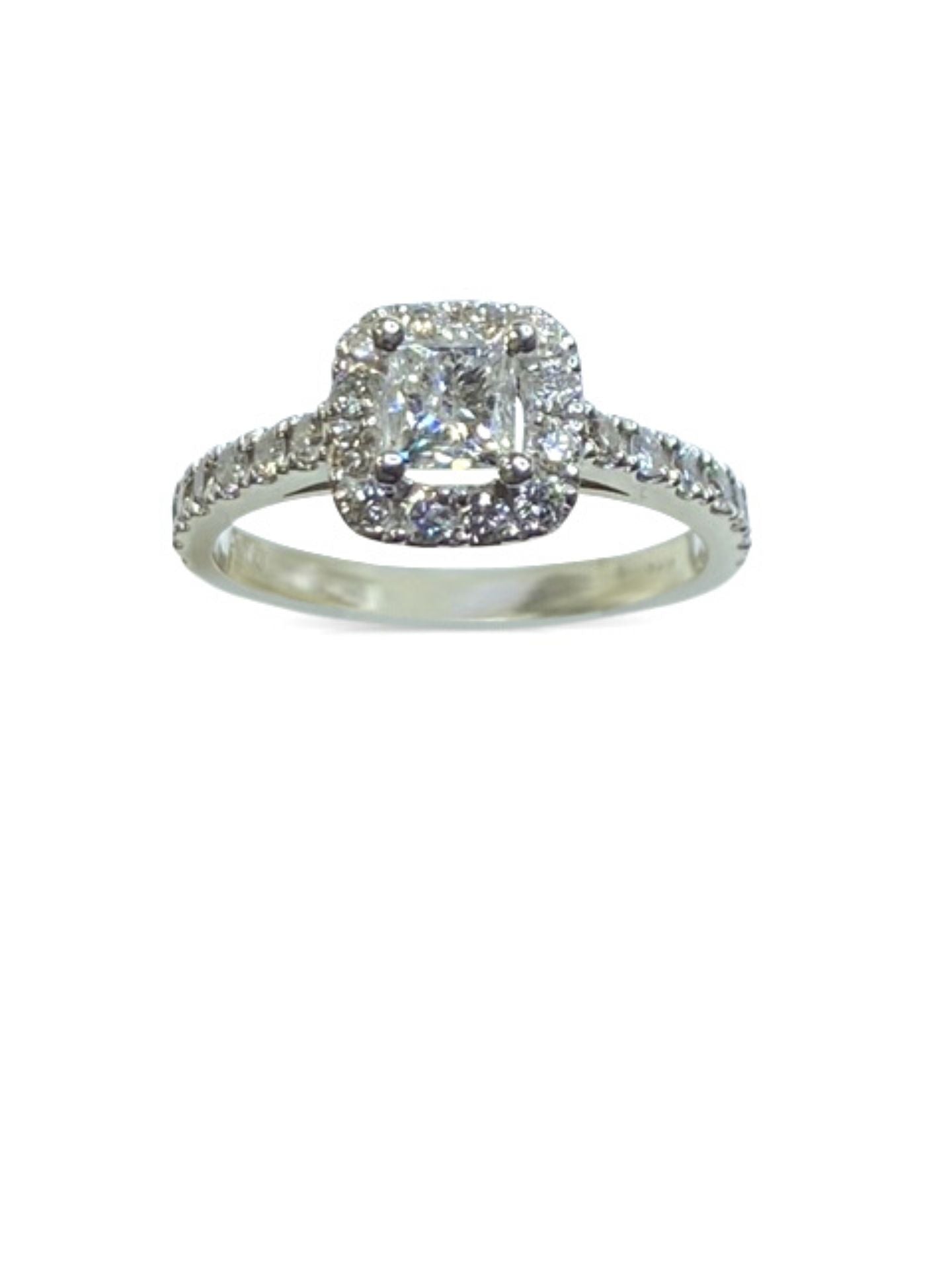 14k Square Halo Diamond Engagement Ring